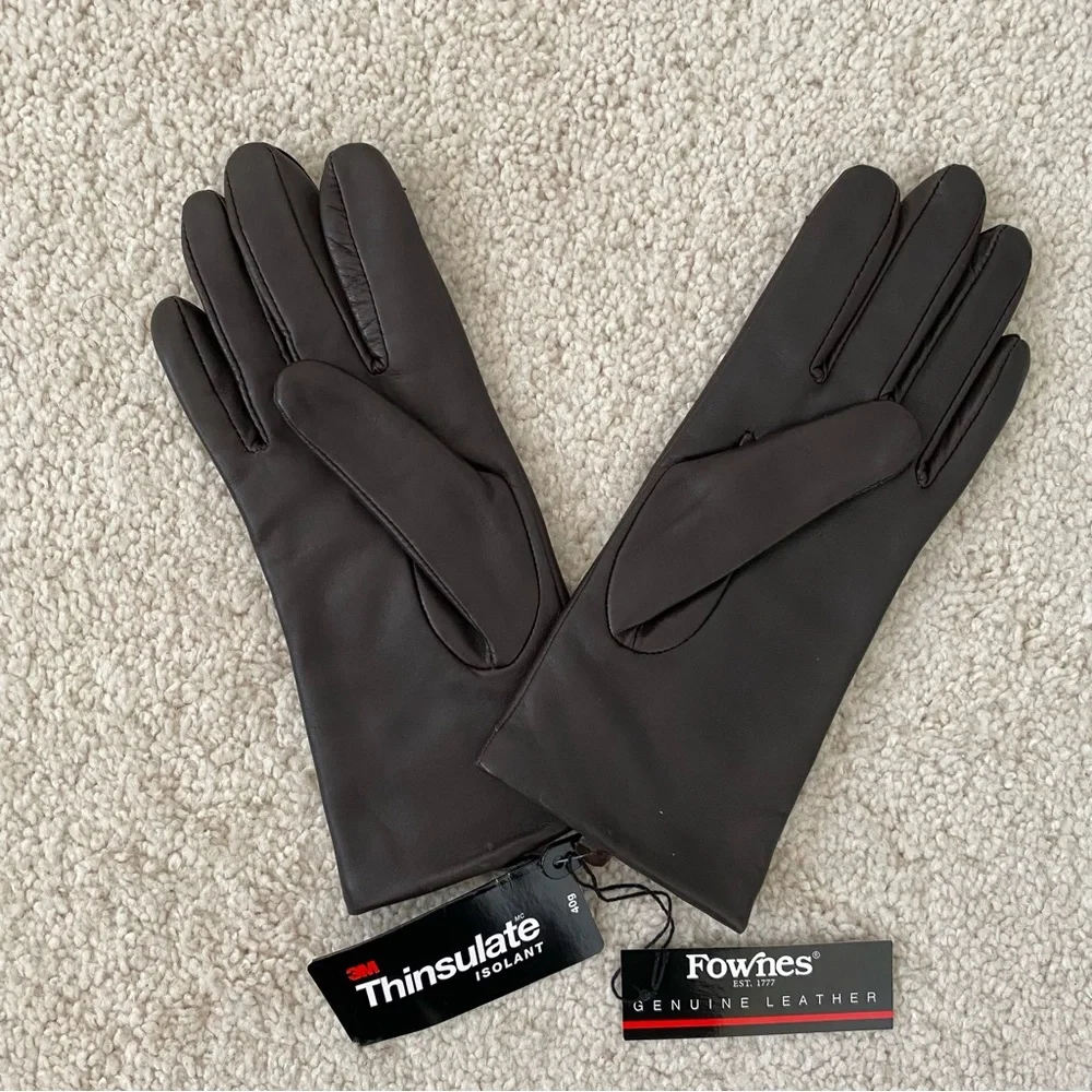 Fownes Women’s Genuine Leather Gloves Dark Brown Thinsulate Insulation